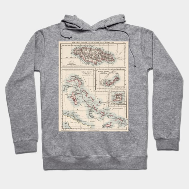 Vintage Map of Various Caribbean Islands (1906) Hoodie by Bravuramedia